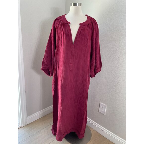 NEW Ocean + Main Womens Plus 2X Maxi Dress Gauzy Pockets Kaftan Lagenlook - Picture 1 of 13